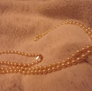 Long Signed Napier Faux Pearl Necklace